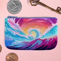 Ai Generated Waves Ocean Sea Tsunami Nautical Large Coin Purse by Ravend