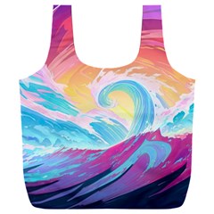 Ai Generated Waves Ocean Sea Tsunami Nautical Full Print Recycle Bag (xxl) by Ravend