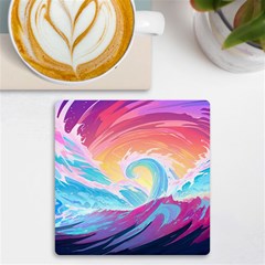 Ai Generated Waves Ocean Sea Tsunami Nautical Uv Print Square Tile Coaster  by Ravend