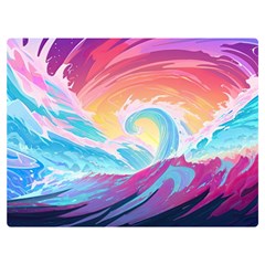 Ai Generated Waves Ocean Sea Tsunami Nautical Premium Plush Fleece Blanket (extra Small) by Ravend