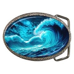 Ai Generated Waves Ocean Sea Tsunami Nautical Sea Belt Buckles by Ravend