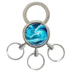 Ai Generated Waves Ocean Sea Tsunami Nautical Sea 3-ring Key Chain by Ravend