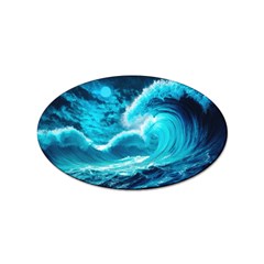 Ai Generated Waves Ocean Sea Tsunami Nautical Sea Sticker (oval) by Ravend