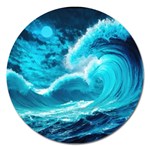 Ai Generated Waves Ocean Sea Tsunami Nautical Sea Magnet 5  (Round) Front