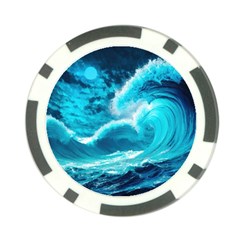 Ai Generated Waves Ocean Sea Tsunami Nautical Sea Poker Chip Card Guard by Ravend