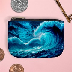 Ai Generated Waves Ocean Sea Tsunami Nautical Sea Mini Coin Purse by Ravend