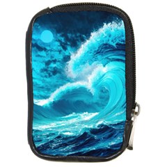 Ai Generated Waves Ocean Sea Tsunami Nautical Sea Compact Camera Leather Case by Ravend