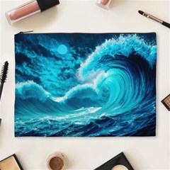 Ai Generated Waves Ocean Sea Tsunami Nautical Sea Cosmetic Bag (xl) by Ravend