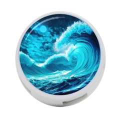 Ai Generated Waves Ocean Sea Tsunami Nautical Sea 4-port Usb Hub (one Side) by Ravend