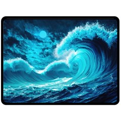 Ai Generated Waves Ocean Sea Tsunami Nautical Sea One Side Fleece Blanket (large) by Ravend