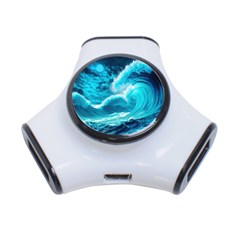 Ai Generated Waves Ocean Sea Tsunami Nautical Sea 3-port Usb Hub by Ravend