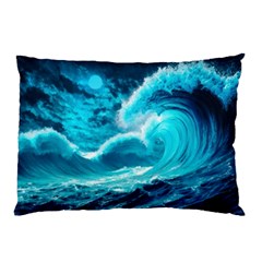 Ai Generated Waves Ocean Sea Tsunami Nautical Sea Pillow Case (two Sides) by Ravend