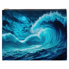 Ai Generated Waves Ocean Sea Tsunami Nautical Sea Cosmetic Bag (xxxl) by Ravend