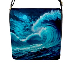 Ai Generated Waves Ocean Sea Tsunami Nautical Sea Flap Closure Messenger Bag (l) by Ravend