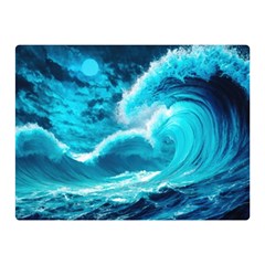 Ai Generated Waves Ocean Sea Tsunami Nautical Sea Premium Plush Fleece Blanket (mini) by Ravend