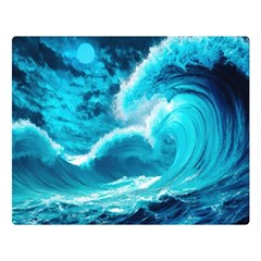 Ai Generated Waves Ocean Sea Tsunami Nautical Sea Premium Plush Fleece Blanket (large) by Ravend