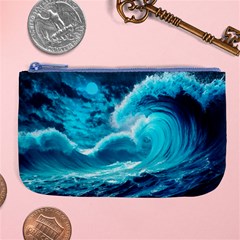 Ai Generated Waves Ocean Sea Tsunami Nautical Sea Large Coin Purse by Ravend