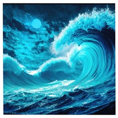 Ai Generated Waves Ocean Sea Tsunami Nautical Sea Wooden Puzzle Square by Ravend