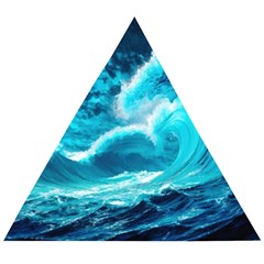 Ai Generated Waves Ocean Sea Tsunami Nautical Sea Wooden Puzzle Triangle by Ravend