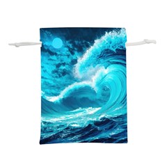 Ai Generated Waves Ocean Sea Tsunami Nautical Sea Lightweight Drawstring Pouch (l) by Ravend