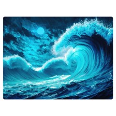 Ai Generated Waves Ocean Sea Tsunami Nautical Sea One Side Premium Plush Fleece Blanket (extra Small) by Ravend