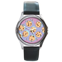 Cookies Chocolate Chips Chocolate Cookies Sweets Round Metal Watch by Ravend