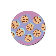 Cookies Chocolate Chips Chocolate Cookies Sweets Rubber Round Coaster (4 Pack) by Ravend