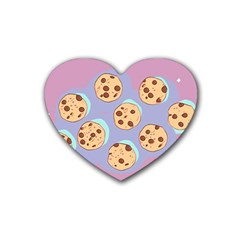 Cookies Chocolate Chips Chocolate Cookies Sweets Rubber Coaster (heart) by Ravend