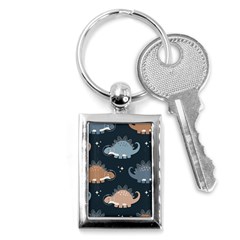 Dino Art Pattern Design Wallpaper Background Key Chain (rectangle) by Ravend