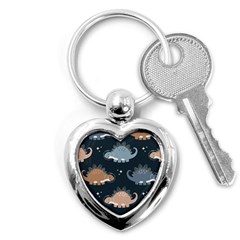 Dino Art Pattern Design Wallpaper Background Key Chain (heart) by Ravend