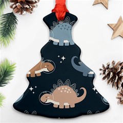 Dino Art Pattern Design Wallpaper Background Christmas Tree Ornament (two Sides) by Ravend