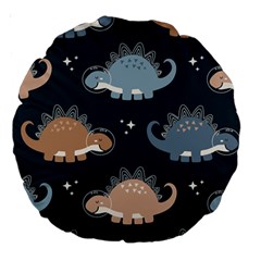 Dino Art Pattern Design Wallpaper Background Large 18  Premium Round Cushions by Ravend