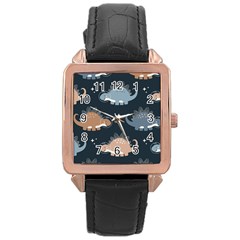 Dino Art Pattern Design Wallpaper Background Rose Gold Leather Watch  by Ravend