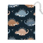 Dino Art Pattern Design Wallpaper Background Drawstring Pouch (4XL) Front