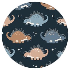 Dino Art Pattern Design Wallpaper Background Round Trivet by Ravend