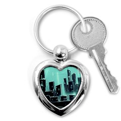 Buildings City Urban Destruction Background Key Chain (heart) by Ravend