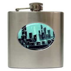 Buildings City Urban Destruction Background Hip Flask (6 Oz) by Ravend