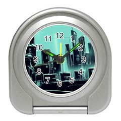 Buildings City Urban Destruction Background Travel Alarm Clock by Ravend