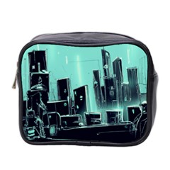 Buildings City Urban Destruction Background Mini Toiletries Bag (two Sides) by Ravend