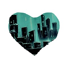 Buildings City Urban Destruction Background Standard 16  Premium Heart Shape Cushions by Ravend