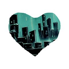 Buildings City Urban Destruction Background Standard 16  Premium Flano Heart Shape Cushions by Ravend