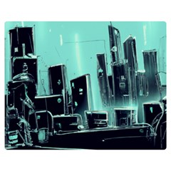 Buildings City Urban Destruction Background Premium Plush Fleece Blanket (medium) by Ravend