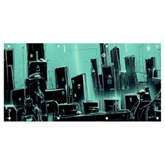 Buildings City Urban Destruction Background Banner And Sign 8  X 4  by Ravend