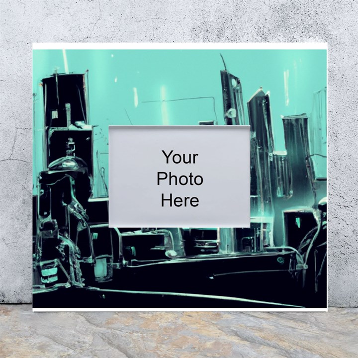 Buildings City Urban Destruction Background White Wall Photo Frame 5  x 7 