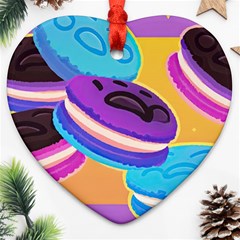 Cookies Chocolate Cookies Sweets Snacks Baked Goods Food Heart Ornament (two Sides) by Ravend