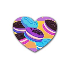 Cookies Chocolate Cookies Sweets Snacks Baked Goods Food Rubber Heart Coaster (4 Pack) by Ravend