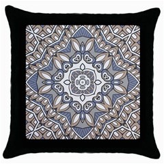 Flower Art Decorative Mandala Pattern Ornamental Throw Pillow Case (black) by Ravend