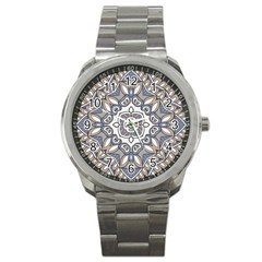 Flower Art Decorative Mandala Pattern Ornamental Sport Metal Watch by Ravend