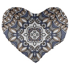 Flower Art Decorative Mandala Pattern Ornamental Large 19  Premium Heart Shape Cushions by Ravend