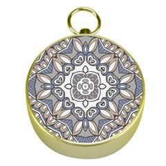 Flower Art Decorative Mandala Pattern Ornamental Gold Compasses by Ravend